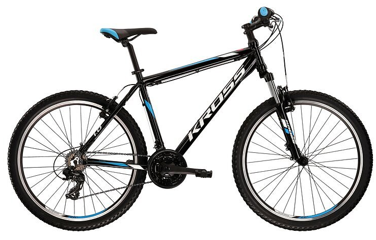 Bicykel KROSS Hexagon 1.0 26" 2023, black/white/blue gloss, S (17")