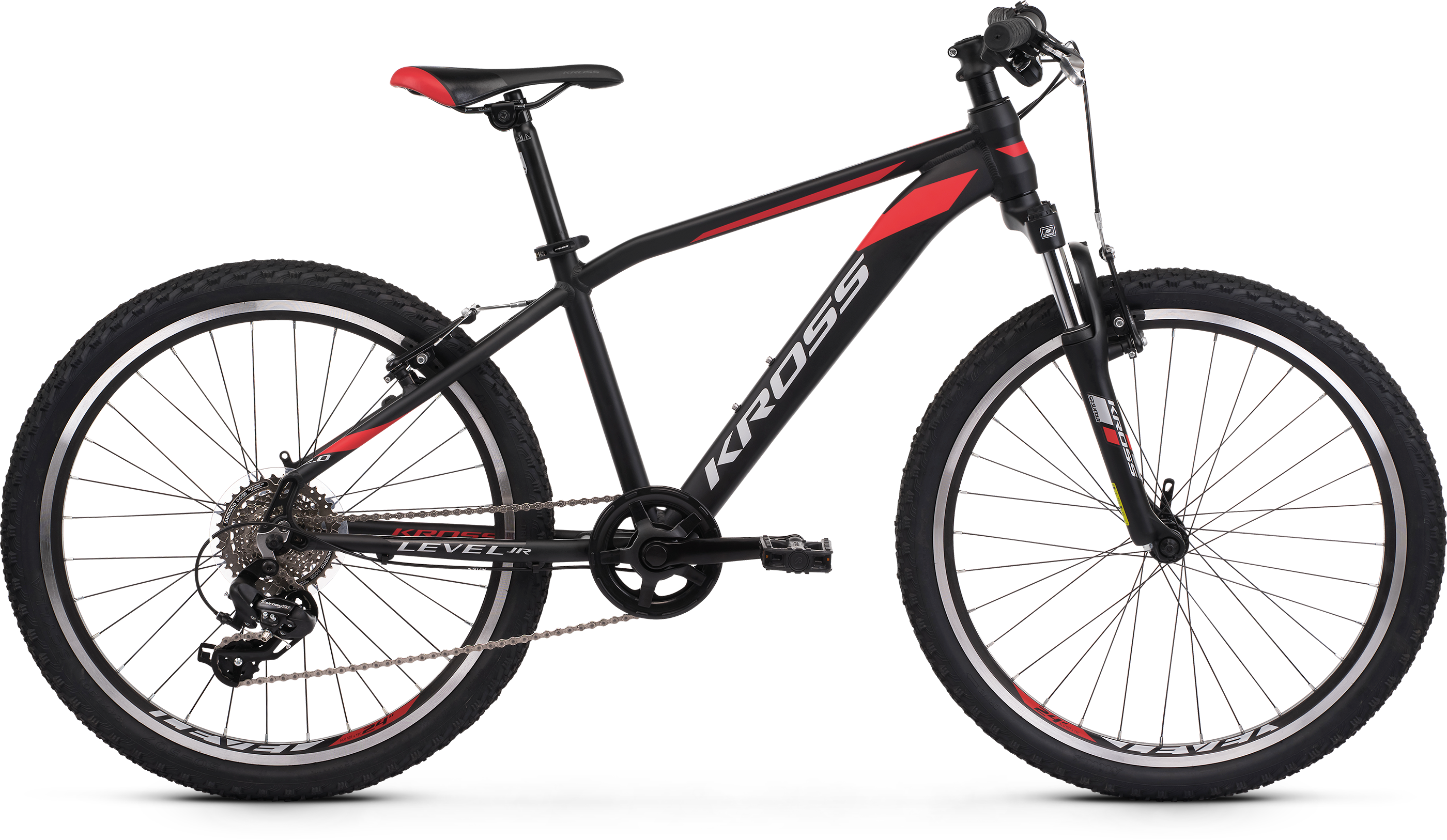 Detský mestský bicykel 24" Kross Level JR 2.0 2022 čierno/červený 